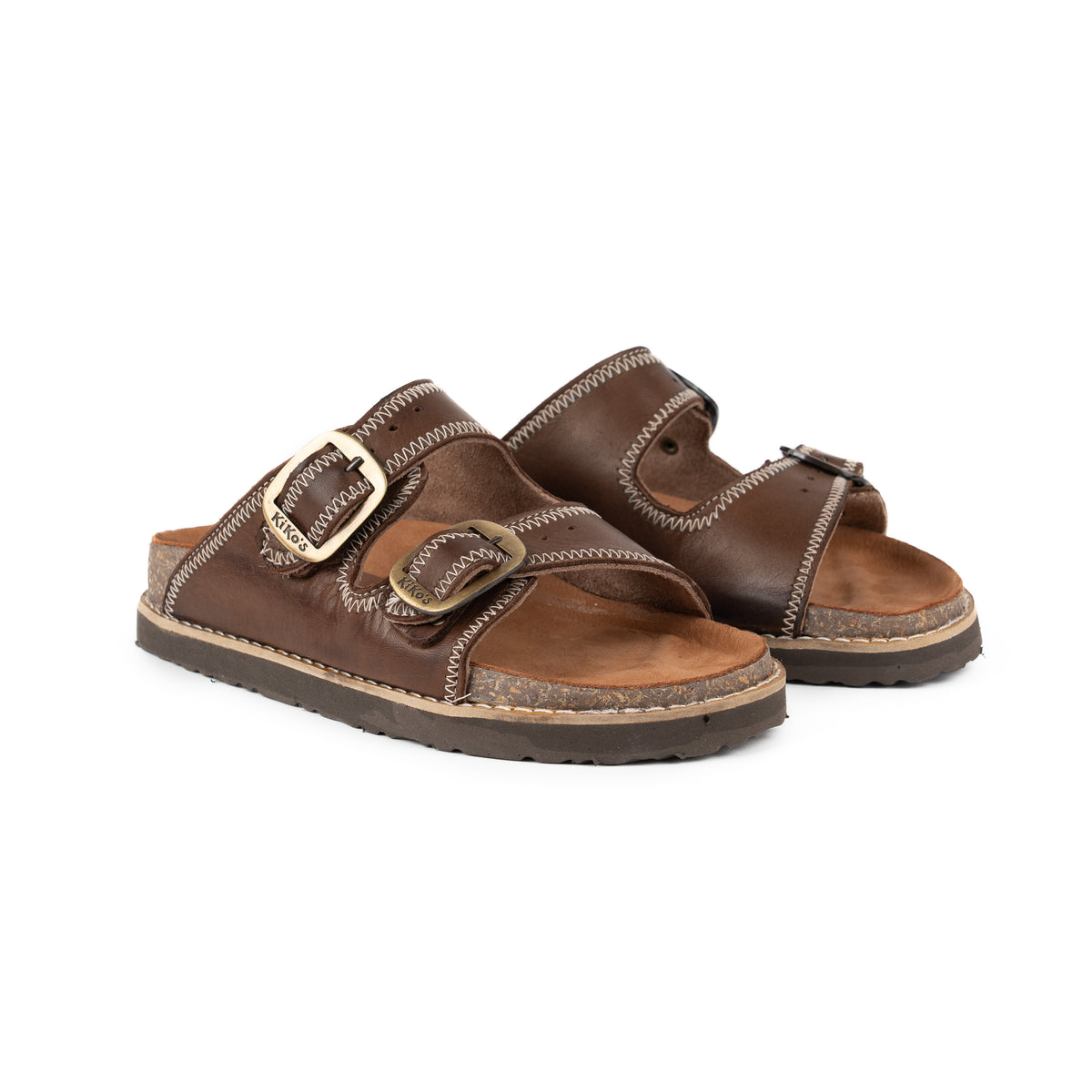 Clover: Sandalia Kiko's dos hebillas Chocolate con costura
