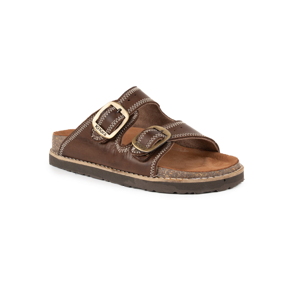 Clover: Sandalia Kiko's dos hebillas Chocolate con costura