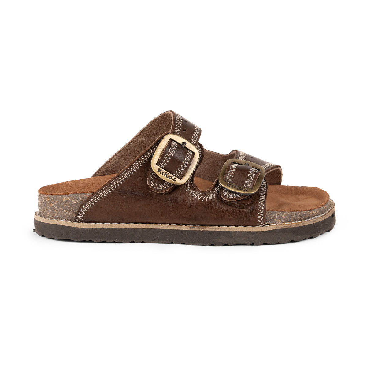 Clover: Sandalia Kiko's dos hebillas Chocolate con costura